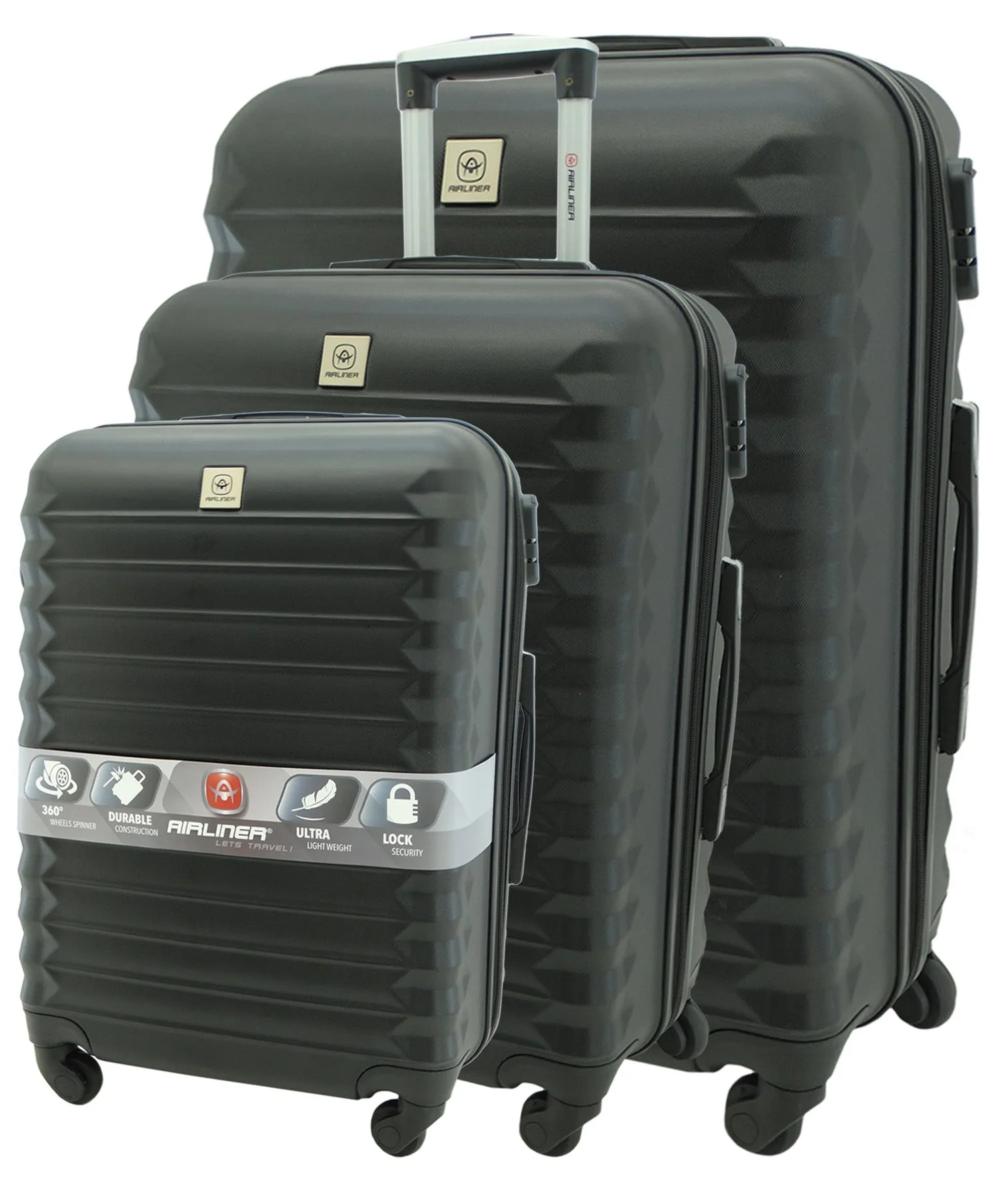 1597BK2, 20" Airliner, Small Hardshell Spinner Suitcase - Black