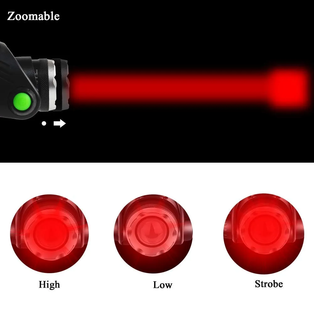 2 Deep Red Light Flashlight and 2 Deep Red Light Headlamp Bundle