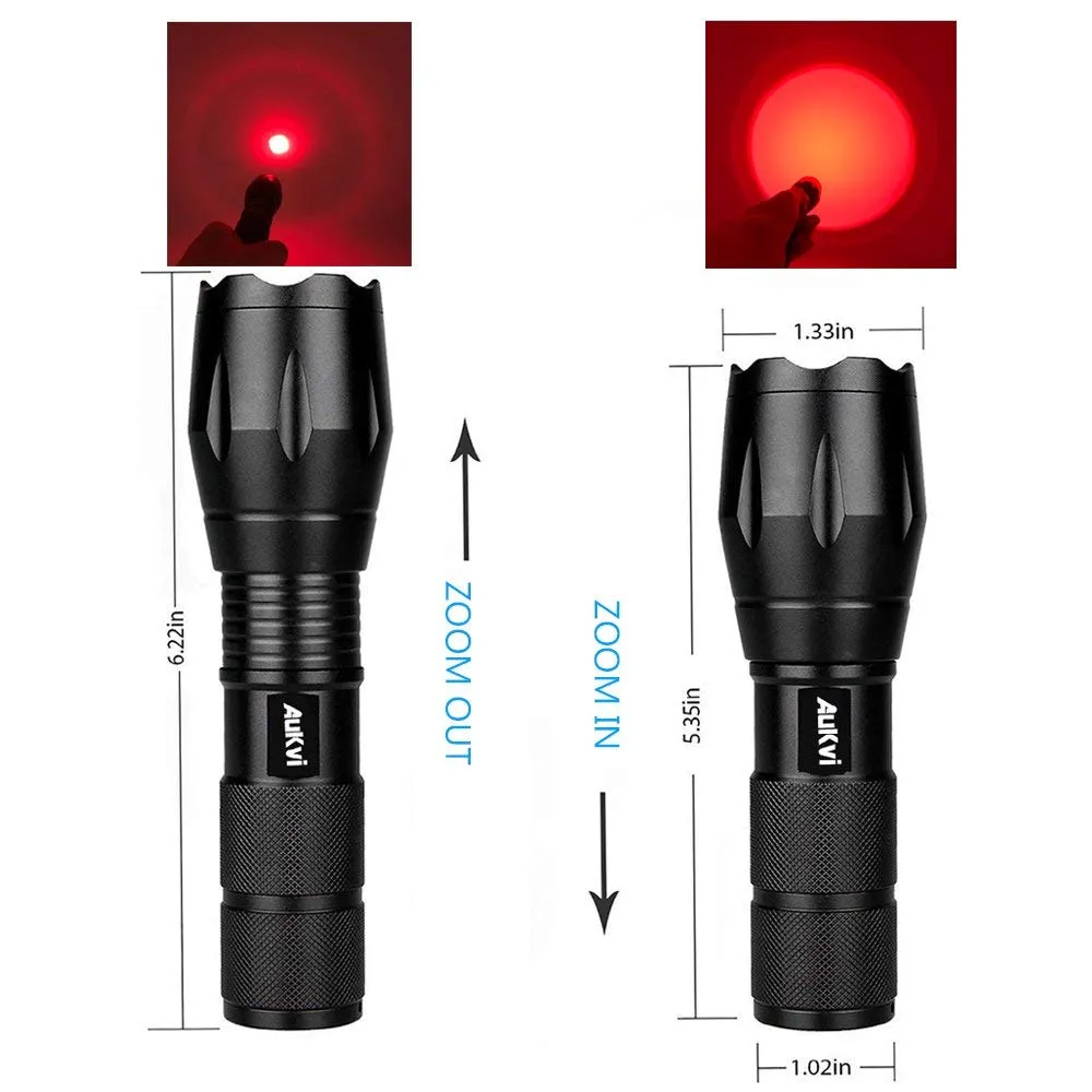 2 Deep Red Light Flashlight and 2 Deep Red Light Headlamp Bundle