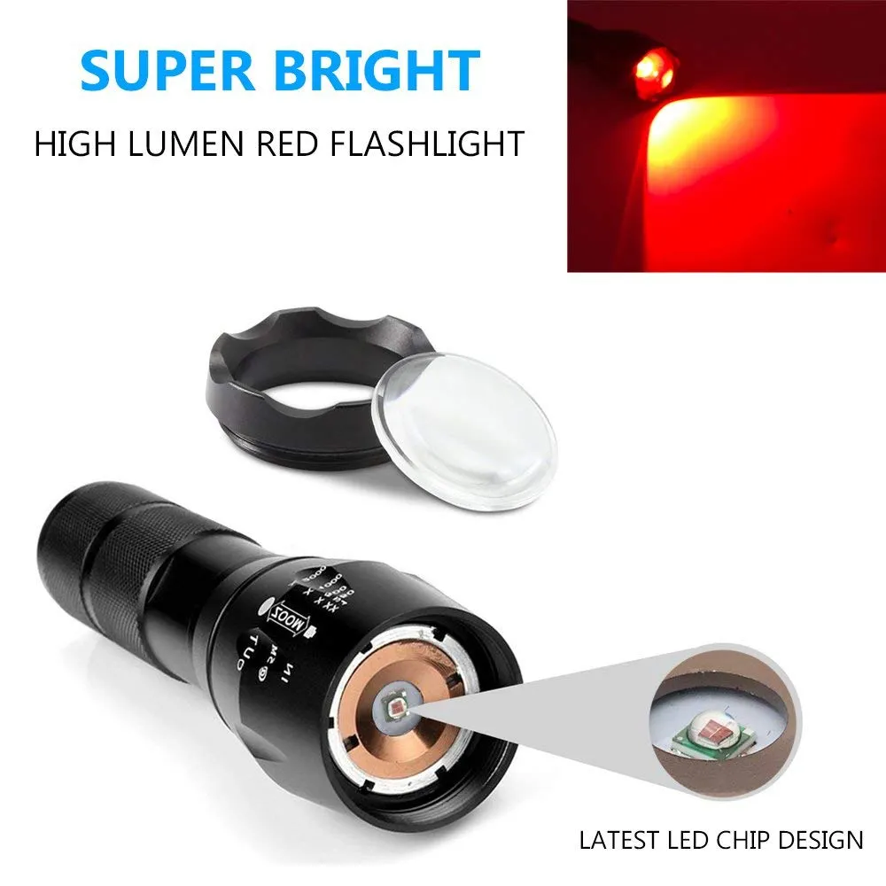 2 Deep Red Light Flashlight and 2 Deep Red Light Headlamp Bundle