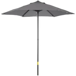 2m Patio Parasols Umbrellas, Outdoor Sun Shade with 6 Sturdy Ribs for Balcony, Bench, Garden, Grey