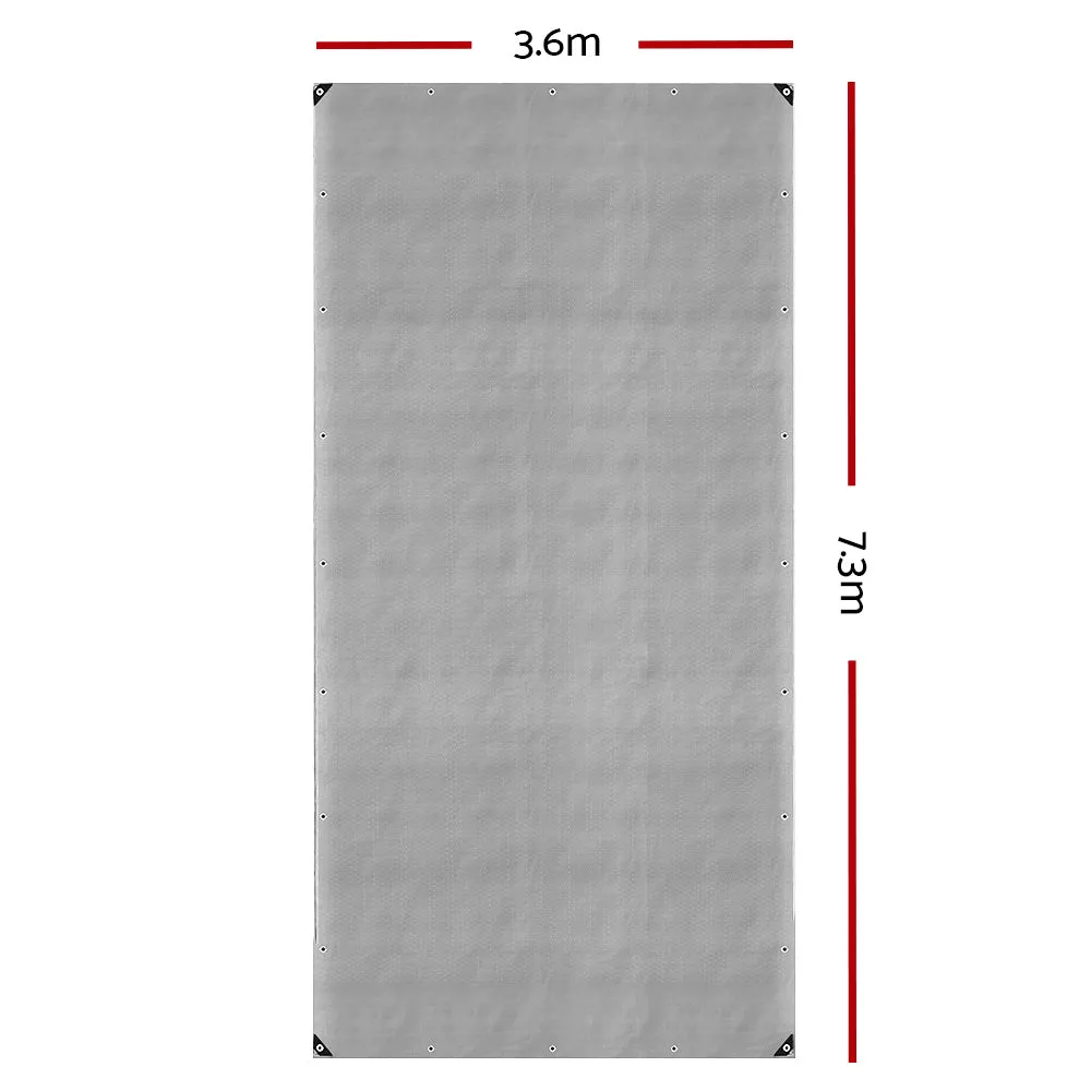 3.6x7.3m Tarp Camping Tarps Poly Tarpaulin Heavy Duty Cover 180gsm Silver