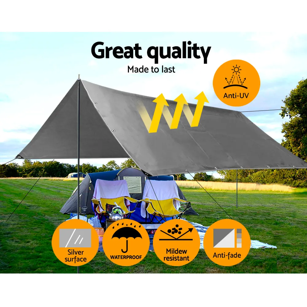 3.6x7.3m Tarp Camping Tarps Poly Tarpaulin Heavy Duty Cover 180gsm Silver