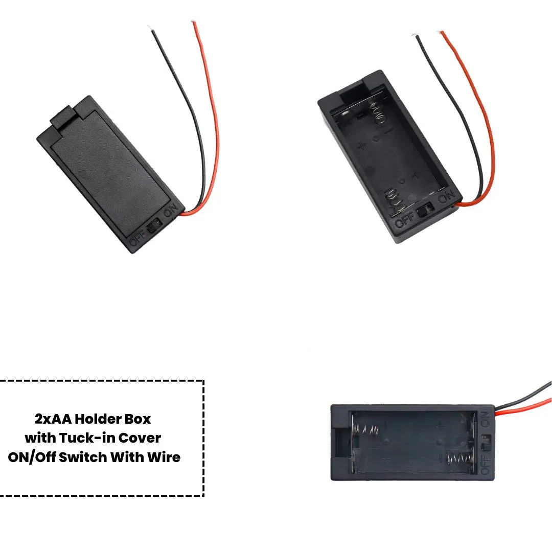 AA Cell Holder Close Plastic Case With Wire & Cover