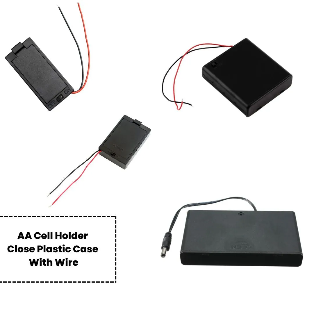 AA Cell Holder Close Plastic Case With Wire & Cover