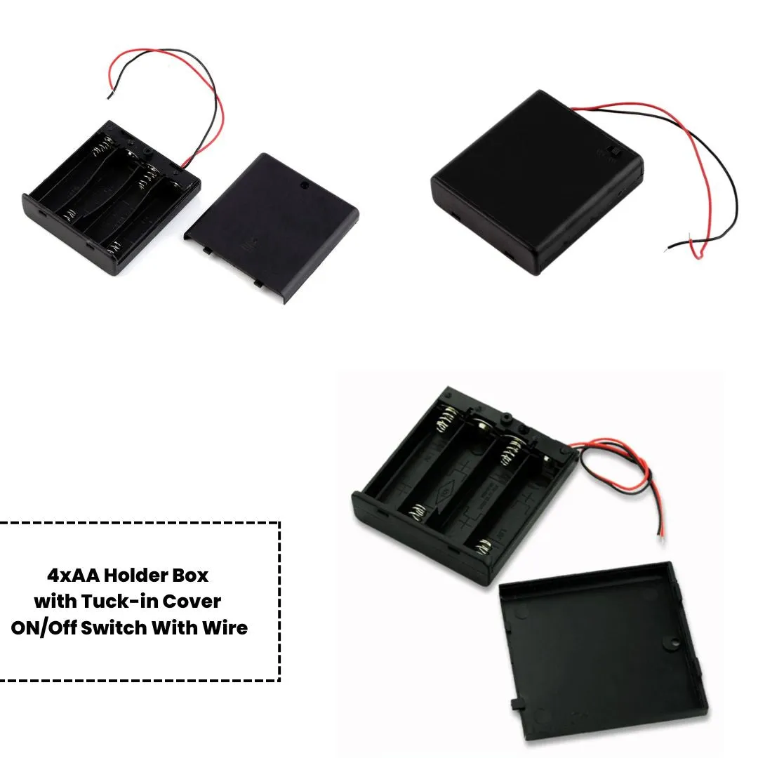 AA Cell Holder Close Plastic Case With Wire & Cover