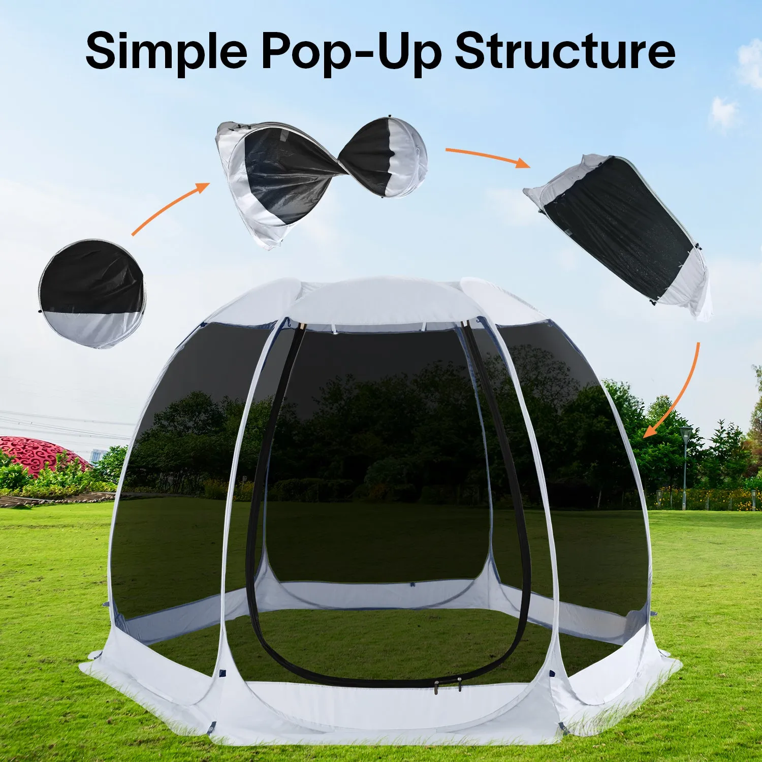 Alvantor 2-15 Person Pop Up Screen House Tent Instant Screened Gazebo For Deck/Patio