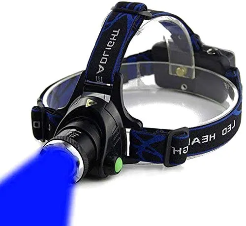 Blue Light Headlamp,3 Mode Blue LED headlamp,Zoomable Blue headlamp,Adjustable Focus Blue LED Headlight For Fishing Hunting Outdoor Activities,etc