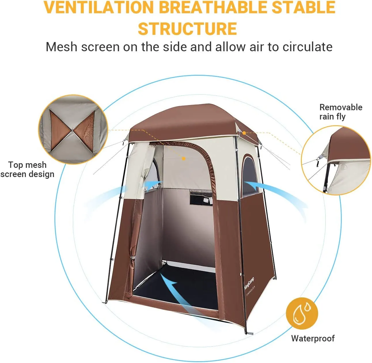 Camping Shower Tent Oversize Space Privacy Tent Portable Outdoor Shower Tents for Camping with Shower Bag Dressing Room Easy Set up Shower Privacy Shelter 1 Room/2 Rooms Toilet Tent