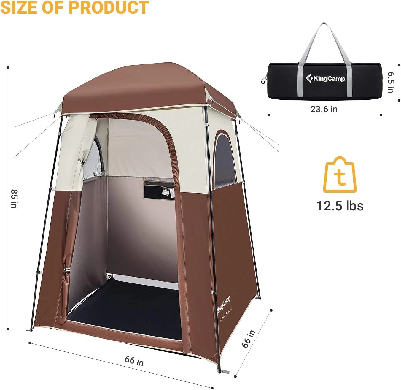 Camping Shower Tent Oversize Space Privacy Tent Portable Outdoor Shower Tents for Camping with Shower Bag Dressing Room Easy Set up Shower Privacy Shelter 1 Room/2 Rooms Toilet Tent