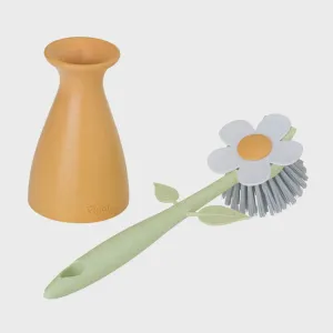 Florganic Dish Brush with Vase Orange