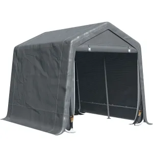 Garden Storage Tent, Heavy Duty Bike Shed, Patio Storage Shelter w/ Metal Frame and Double Zipper Doors, 2.8m x 2.4m x 2.4m, Grey