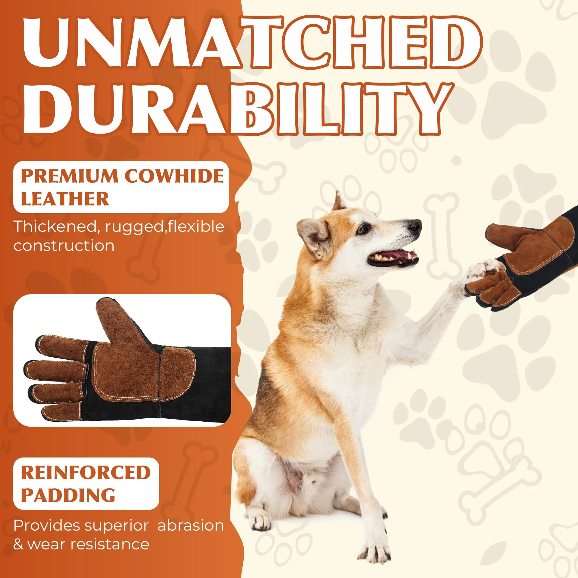 HANDLANDY 24 Inches Animal Handling Gloves Bite-Proof & Scratch-Resistant, Safe Durable Pet Gloves for Dogs, Cats, Falconry (Black, 24inch)13112