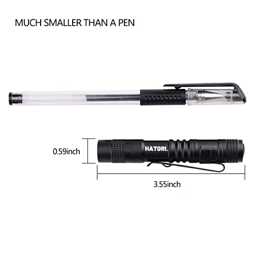 HATORI LED Mini Flashlight, Bright Small Handheld Pocket Flashlights Tactical High Lumens Pen Light for Camping, Outdoor, Emergency, 1 Pack(3.55Inch)