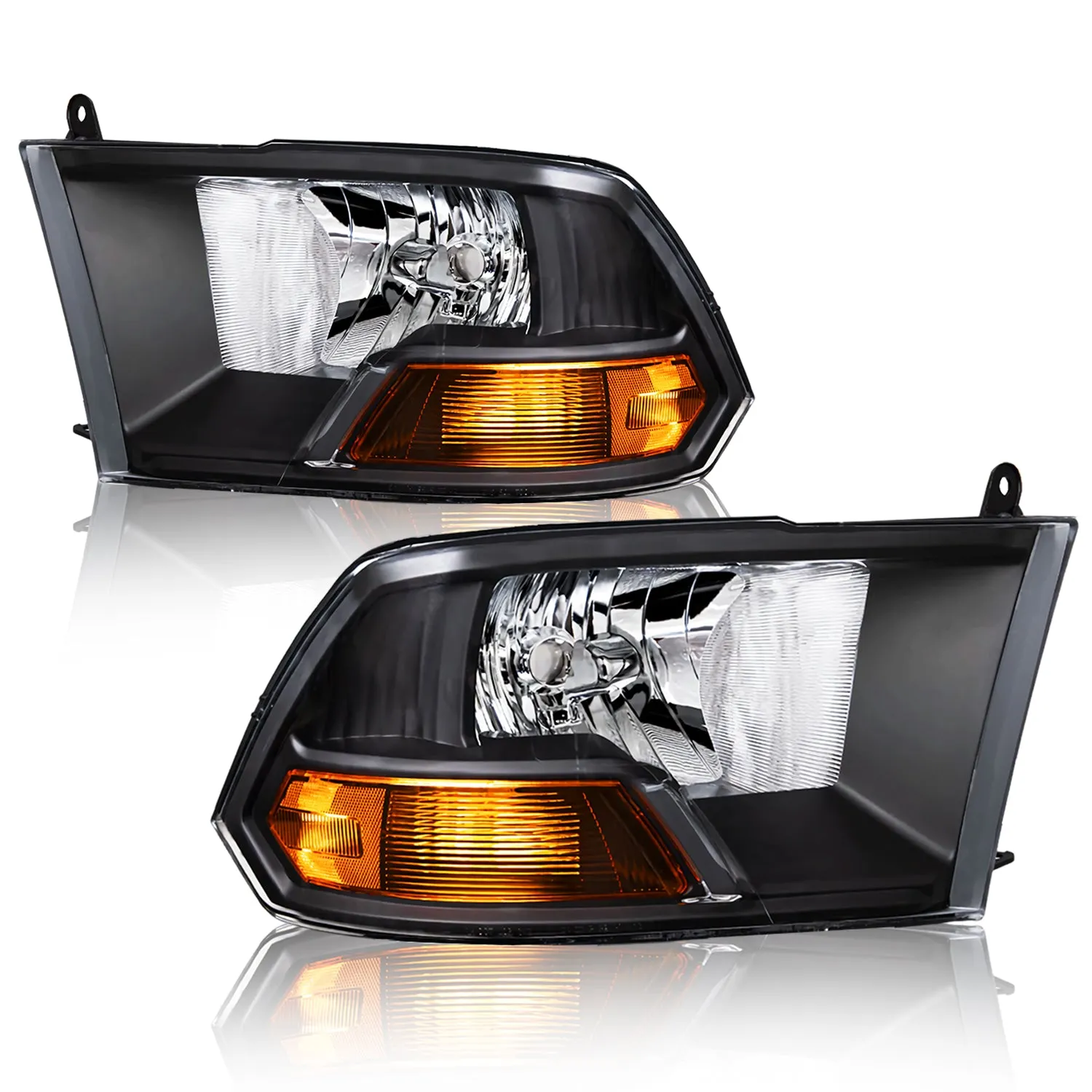 Headlight Assembly Compatible with 2009-2012 Dodge Ram 1500, 2010-2012 Ram 2500/3500 with Dual Beam Model (Not for Factory Projector Headlight Models & Quad Beam Model)