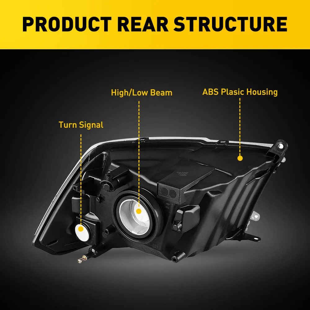 Headlight Assembly Compatible with 2009-2012 Dodge Ram 1500, 2010-2012 Ram 2500/3500 with Dual Beam Model (Not for Factory Projector Headlight Models & Quad Beam Model)