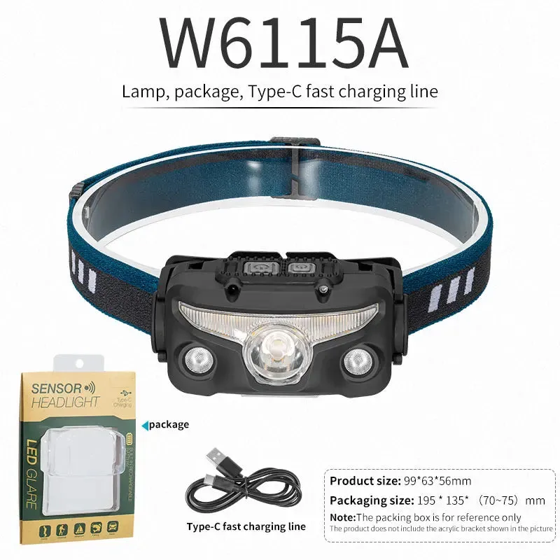 High Powered Camping Led Headlights Portable Headlamps Waterproof Head Front Light With USB Charging Led Lights