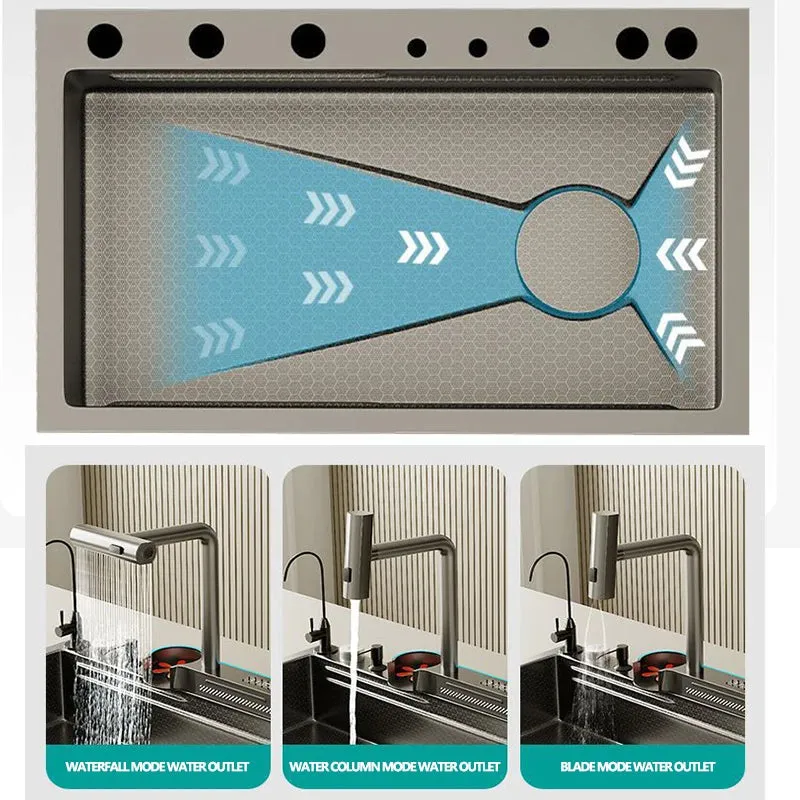 Honeycomb Digital Nano Integrated Stainless Steel Waterfall Sink