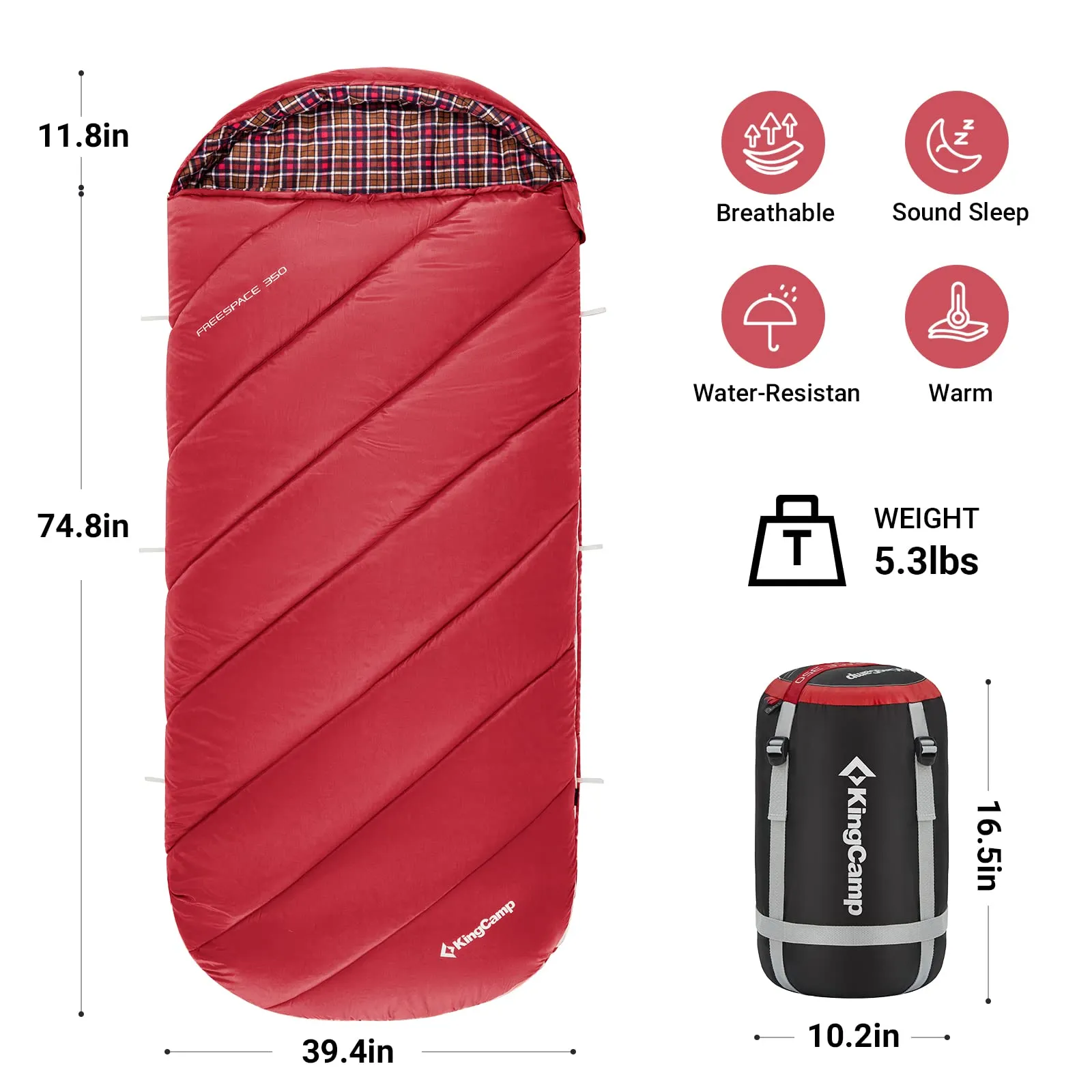 KingCamp Plus Size 3-4 Season Sleeping Bag