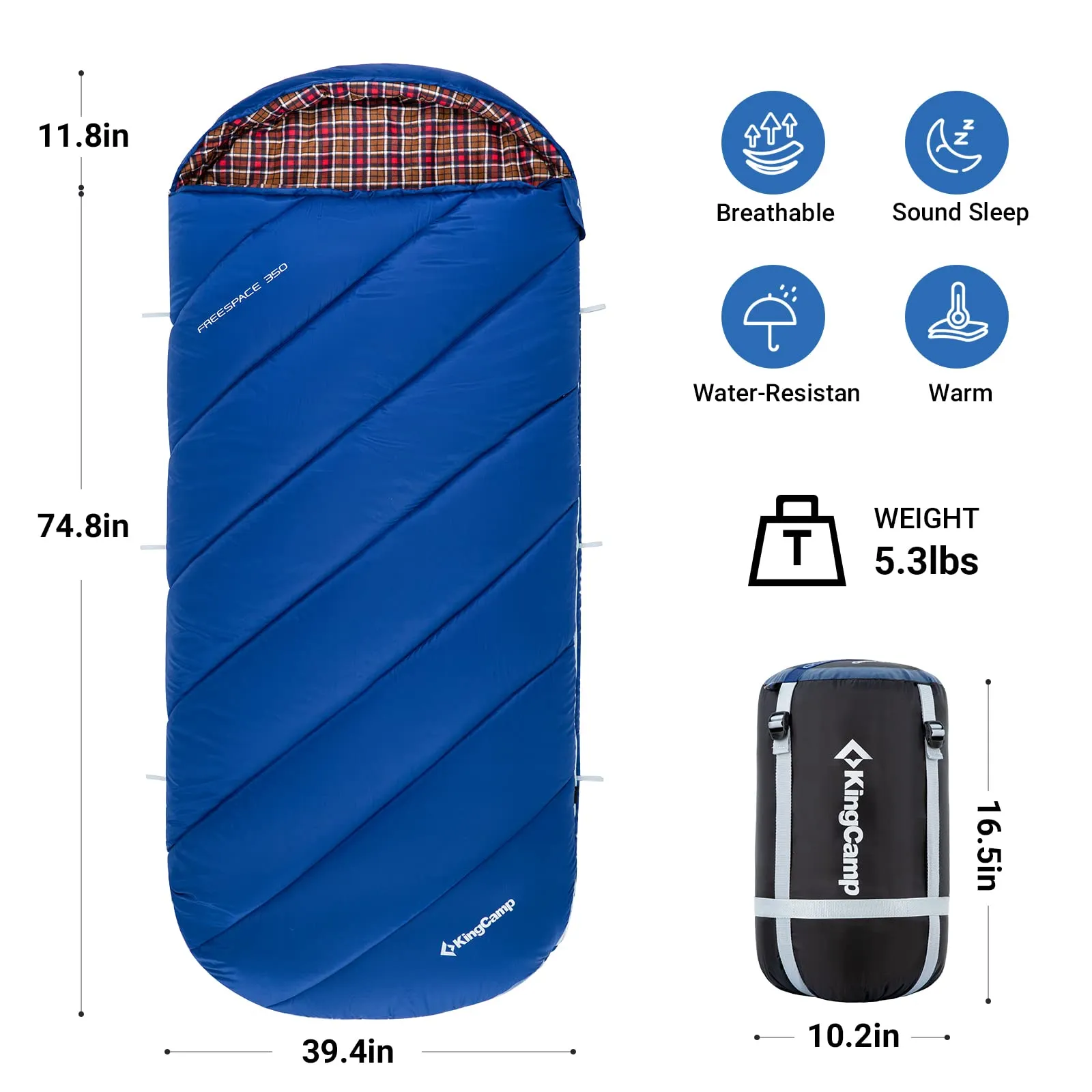 KingCamp Plus Size 3-4 Season Sleeping Bag