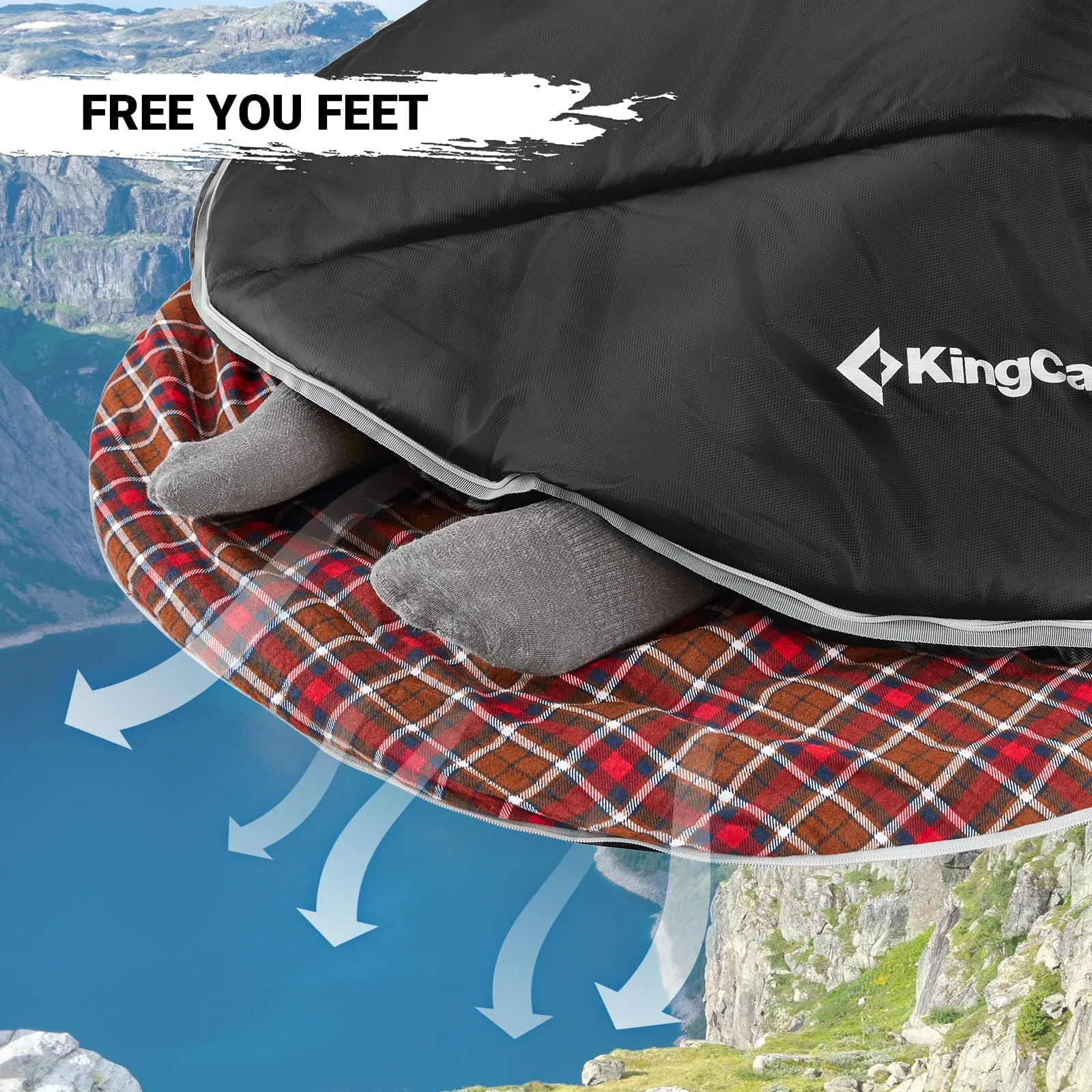 KingCamp Youth Extra Wide Black Sleeping Bag