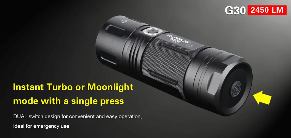 Klarus G30 3 x 18650 CREE MT-G2 2450 Lumen Flashlight