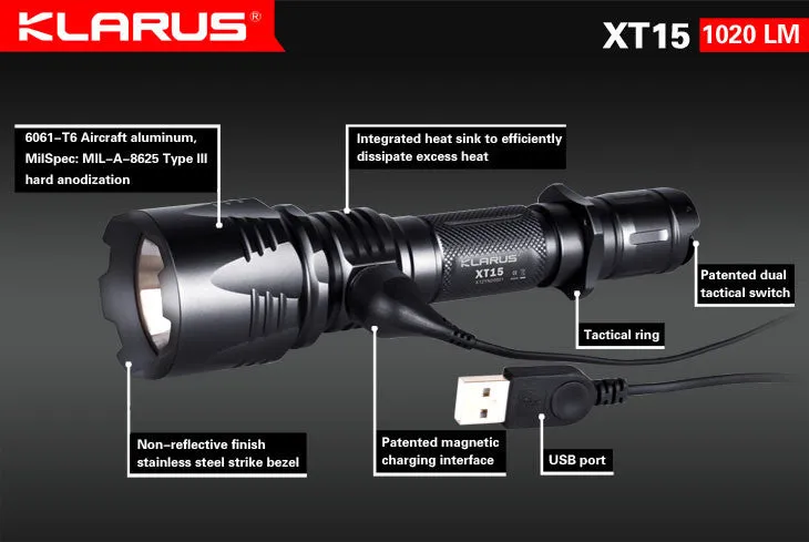 Klarus XT15 Falcon Rechargeable Flashlight