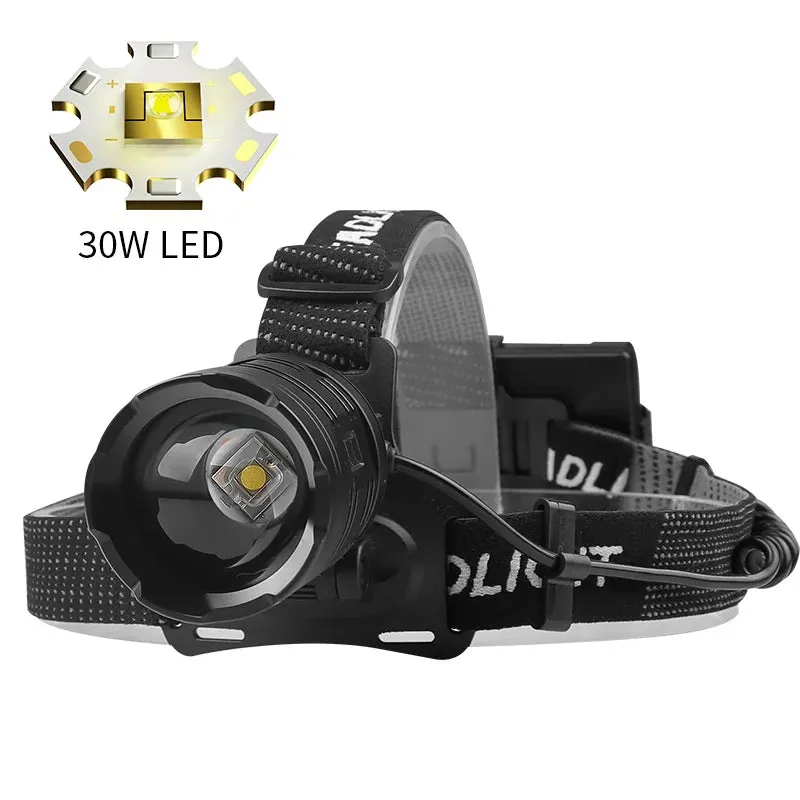 LED Headlight Fishing Headlight 4 mode retractable zoom waterproof super bright camping light Type-C USB charging camping light