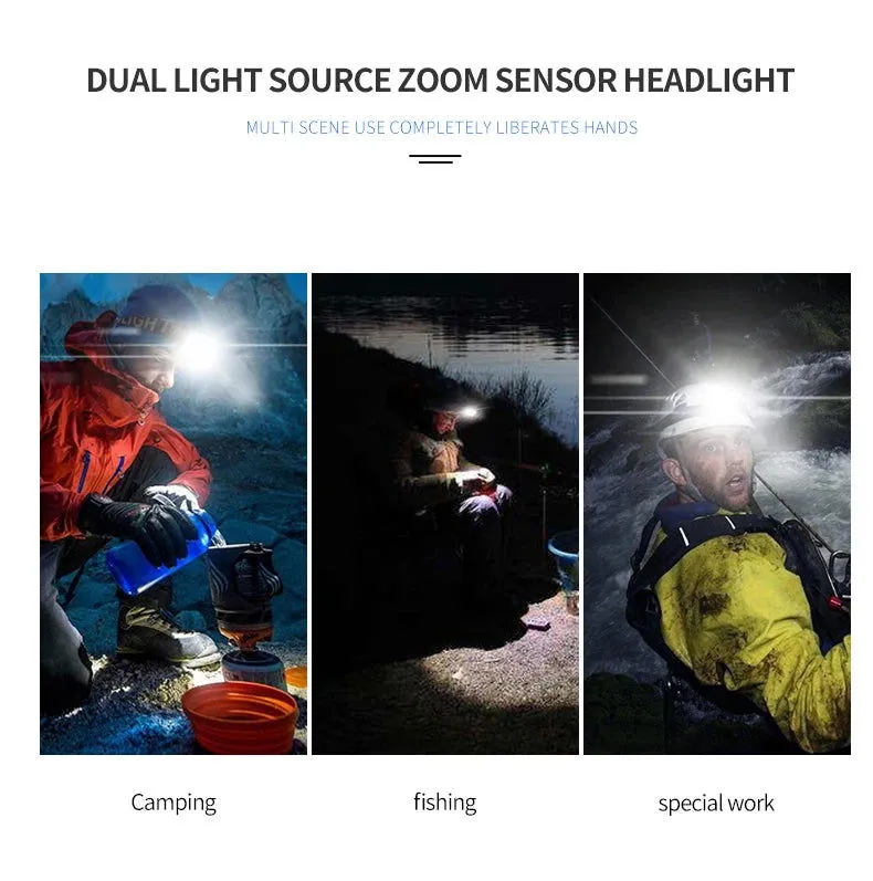 LED Headlight Fishing Headlight 4 mode retractable zoom waterproof super bright camping light Type-C USB charging camping light