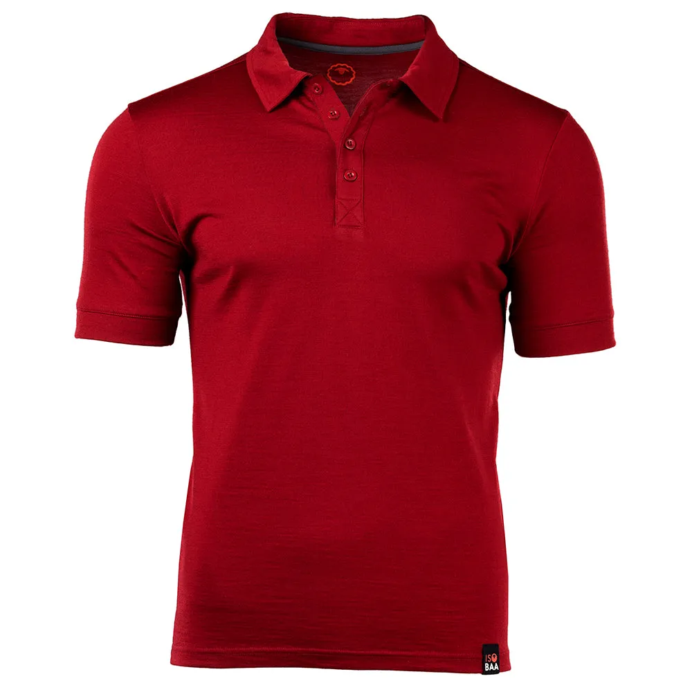 Mens Merino 180 Short Sleeve Polo Shirt (Plain Red)