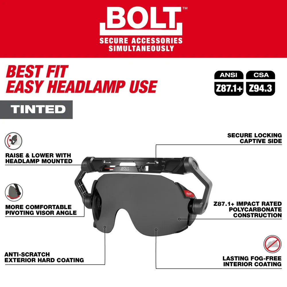 Milwaukee 48-73-1415 BOLT Eye Visor - Tinted Dual Coat Lens (Compatible with Milwaukee Safety Helmets & Hard Hats)