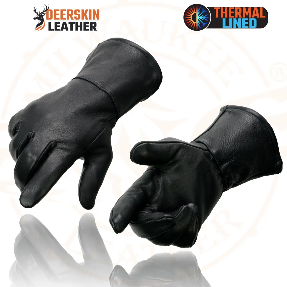 Milwaukee Leather Men's Gauntlet Motorcycle Hand Gloves- Black