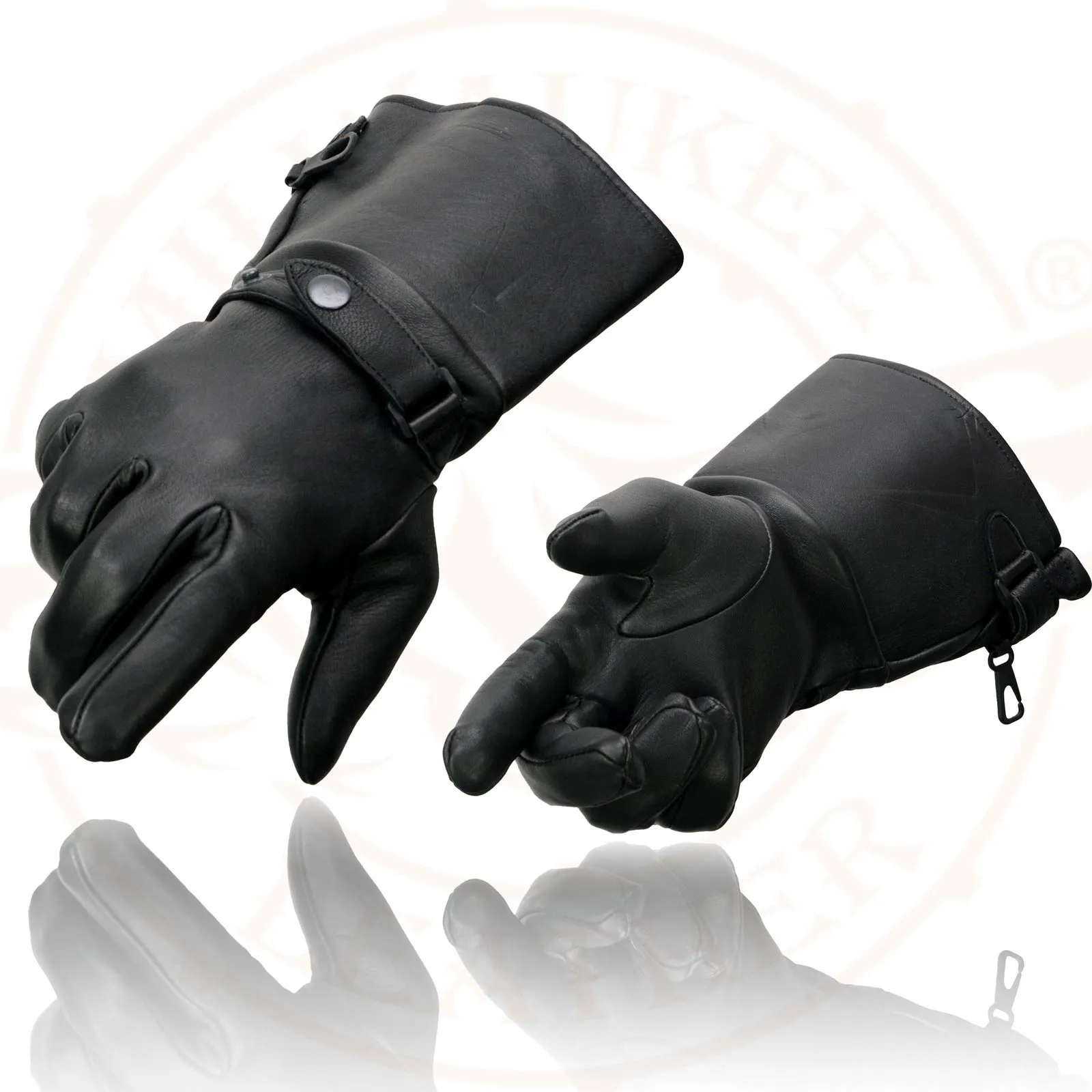 Milwaukee Leather Men's Gauntlet Motorcycle Hand Gloves- Deerskin Long Cuff with Snap Closure Thermal Lined-SH857