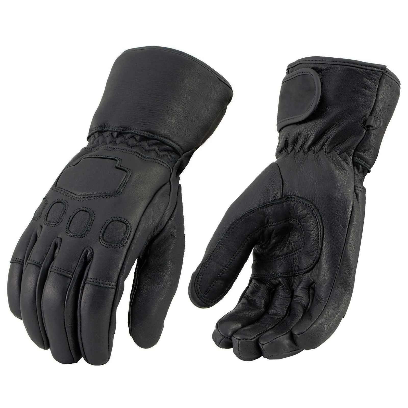 Milwaukee Leather MG7534 Men's Black Deerskin Gauntlet Motorcycle Hand