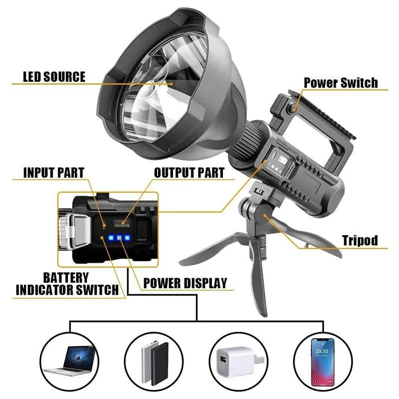 Multifunctional Outdoor Searchlight With Foldable Tripod Pd-48