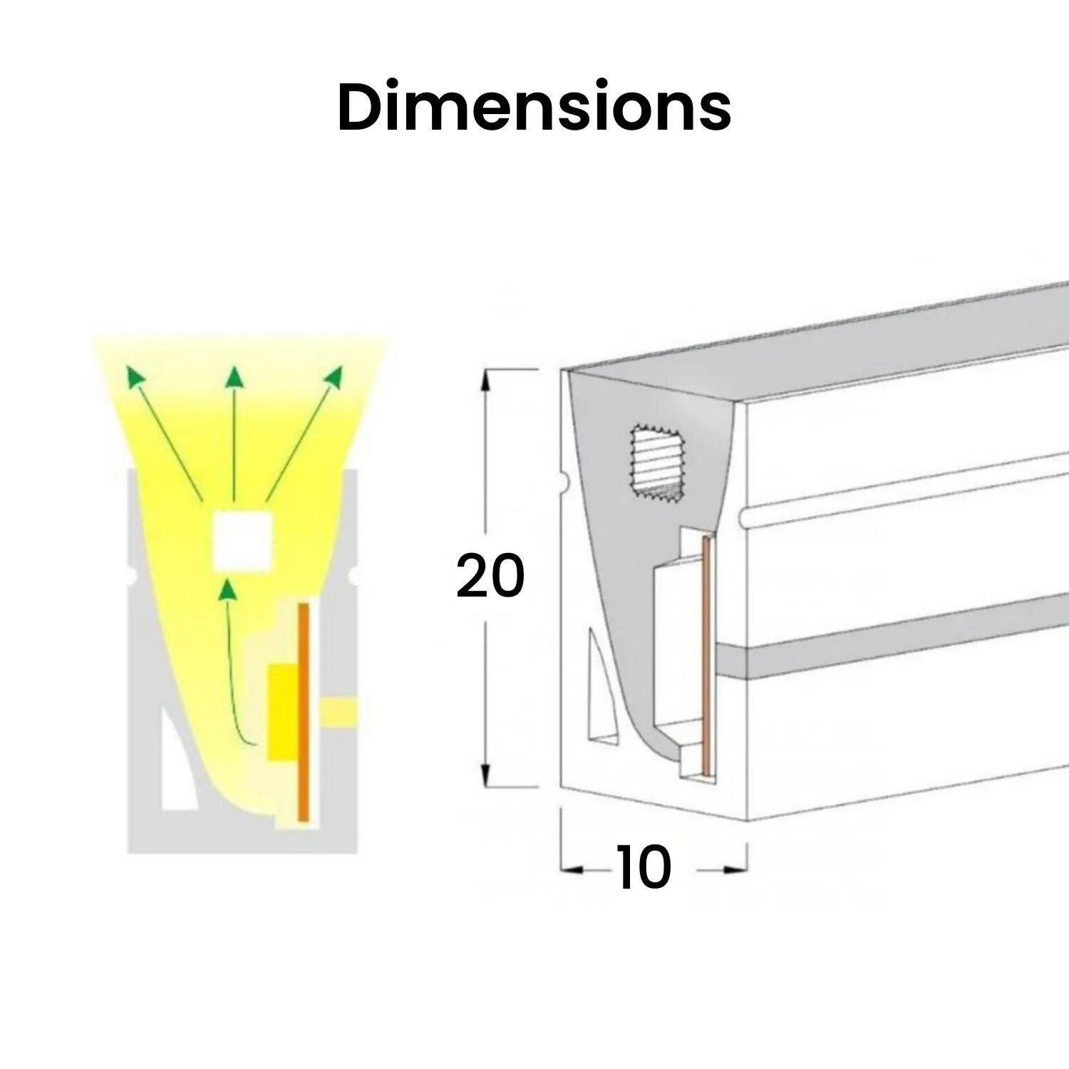 RGB LED Neon Flex 220V 240V 10x20mm Flat Shape IP65 Bluetooth App Control