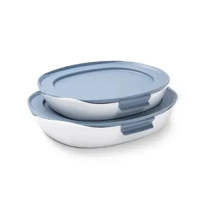 Rubbermaid DuraLite Glass Bakeware 4pc (1.5qt and 2.5qt) Baking Dish Set with