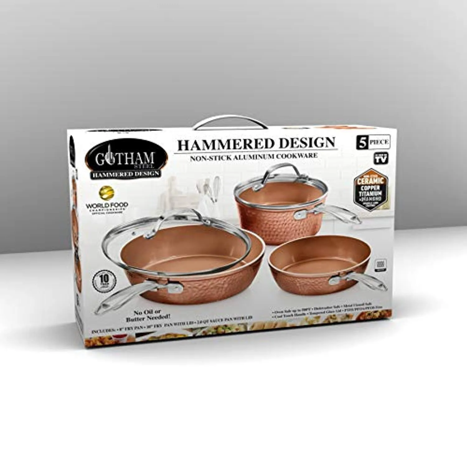 Steel Premium Hammered Cookware – 5 Piece Ceramic Cookware