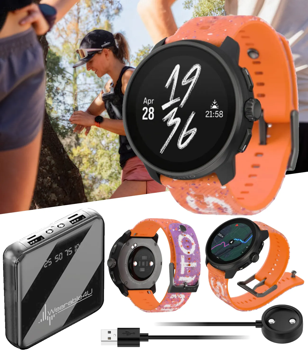 Suunto Race S GPS Sports Smartwatch, AMOLED Touchscreen w/ 13D Standby, Dualband GNSS, Global Offline Map, Advanced Training, Wearable4U