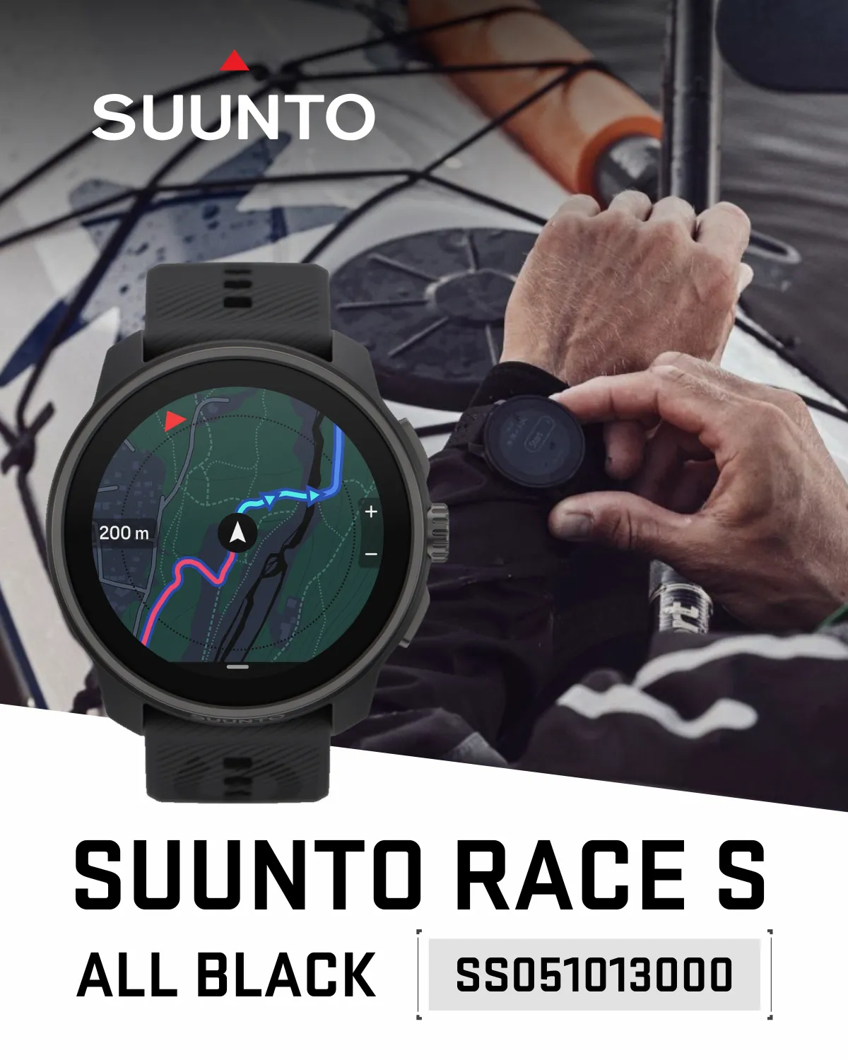 Suunto Race S GPS Sports Smartwatch, AMOLED Touchscreen w/ 13D Standby, Dualband GNSS, Global Offline Map, Advanced Training, Wearable4U