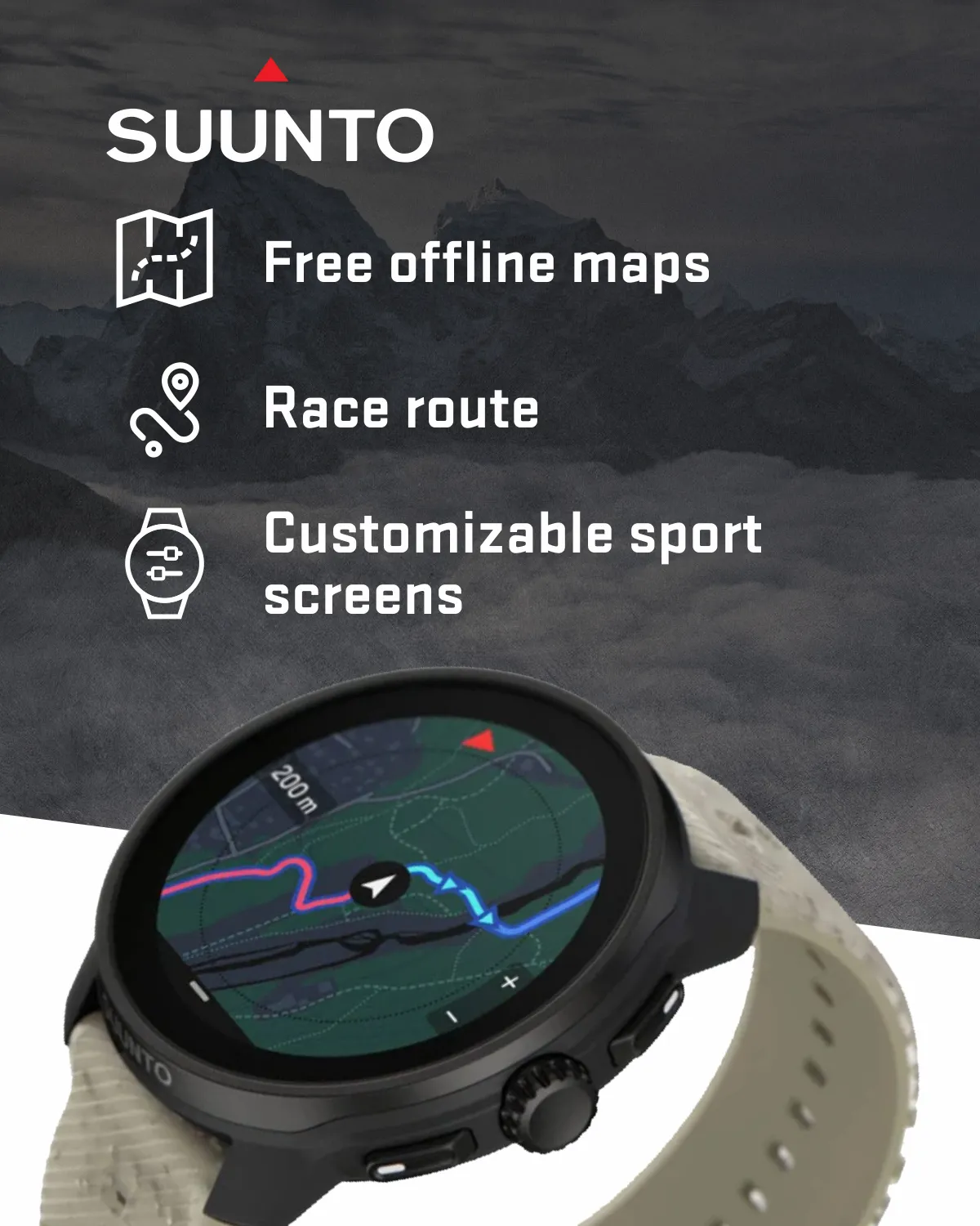 Suunto Race S GPS Sports Smartwatch, AMOLED Touchscreen w/ 13D Standby, Dualband GNSS, Global Offline Map, Advanced Training, Wearable4U