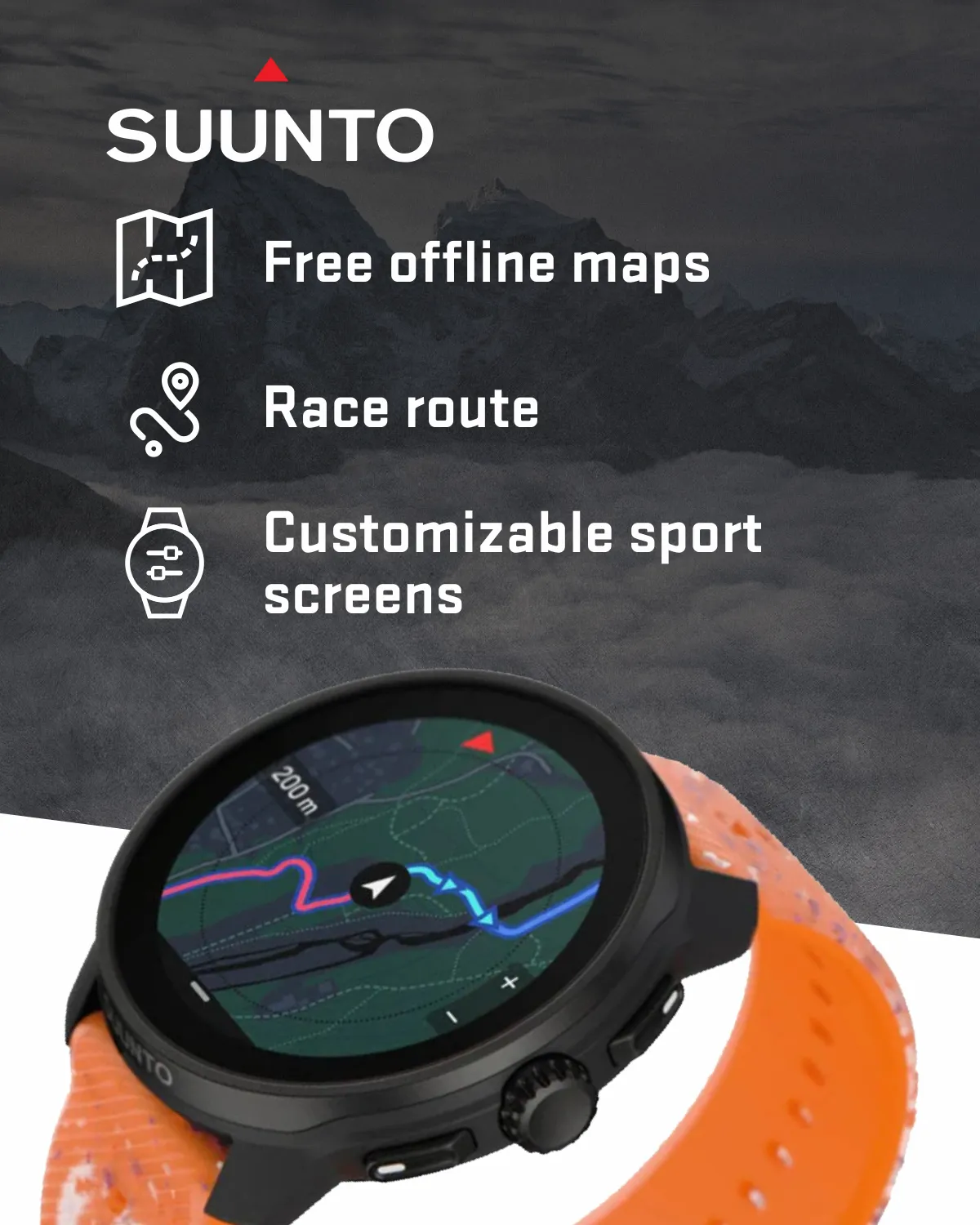 Suunto Race S GPS Sports Smartwatch, AMOLED Touchscreen w/ 13D Standby, Dualband GNSS, Global Offline Map, Advanced Training, Wearable4U