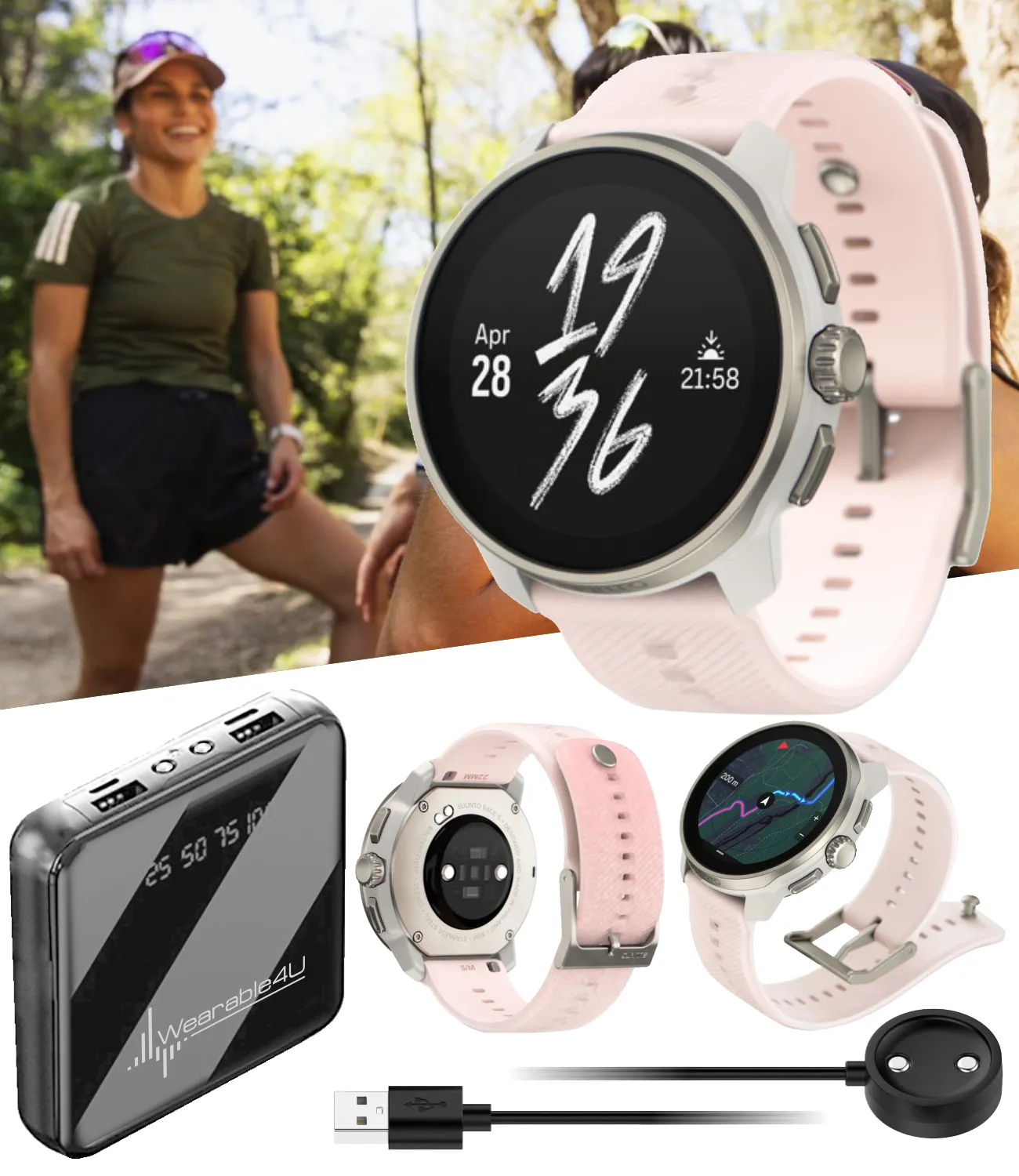 Suunto Race S GPS Sports Smartwatch, AMOLED Touchscreen w/ 13D Standby, Dualband GNSS, Global Offline Map, Advanced Training, Wearable4U