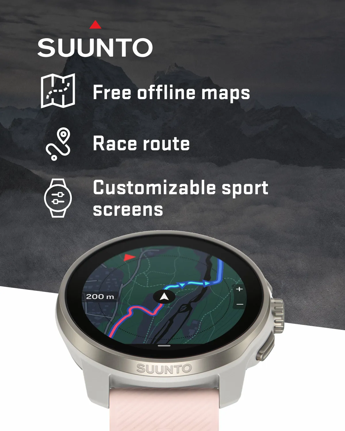 Suunto Race S GPS Sports Smartwatch, AMOLED Touchscreen w/ 13D Standby, Dualband GNSS, Global Offline Map, Advanced Training, Wearable4U