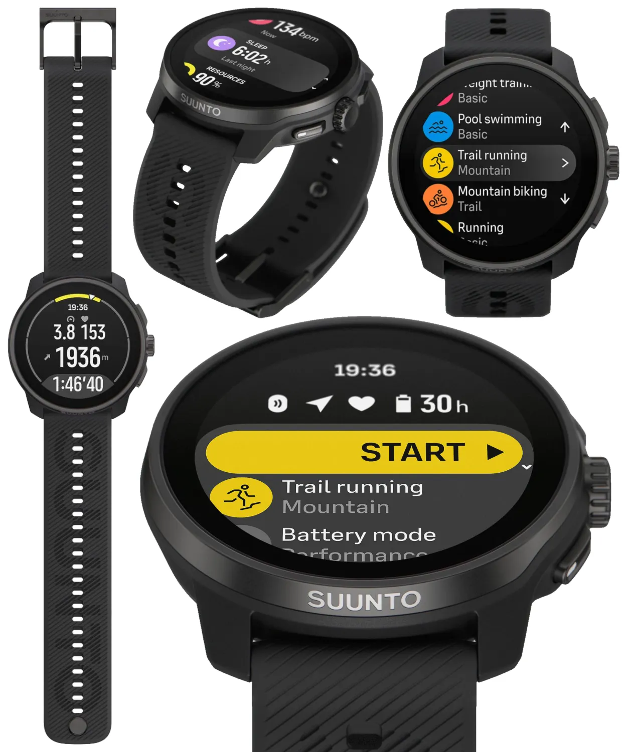 Suunto Race S GPS Sports Smartwatch, AMOLED Touchscreen w/ 13D Standby, Dualband GNSS, Global Offline Map, Advanced Training, Wearable4U