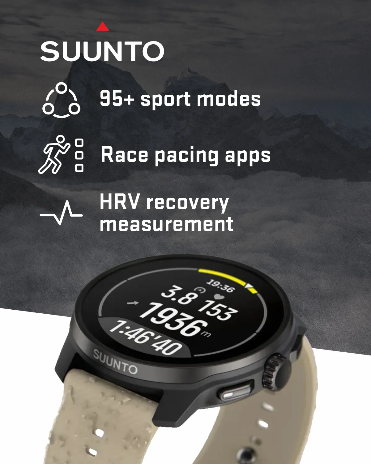 Suunto Race S GPS Sports Smartwatch, AMOLED Touchscreen w/ 13D Standby, Dualband GNSS, Global Offline Map, Advanced Training, Wearable4U