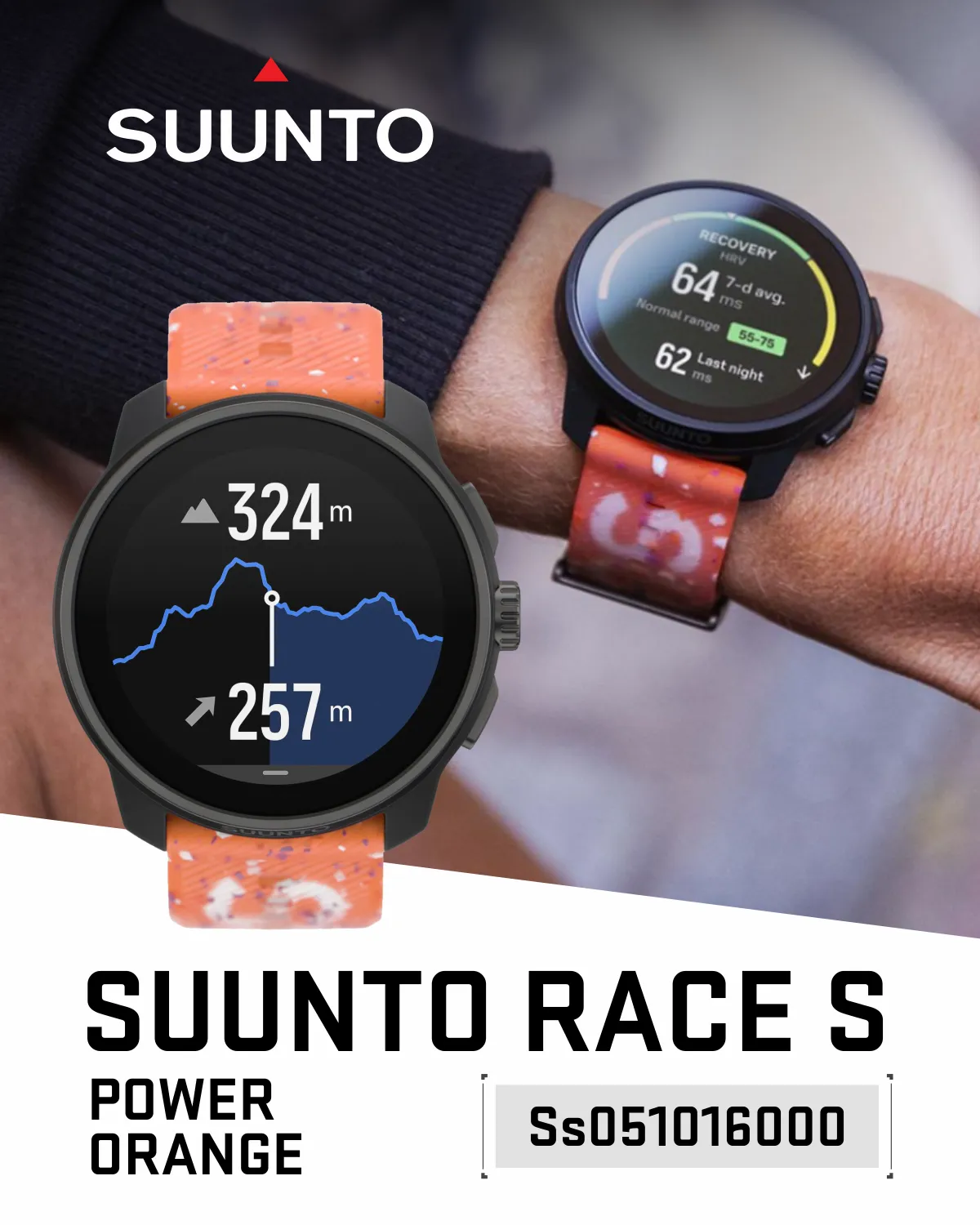 Suunto Race S GPS Sports Smartwatch, AMOLED Touchscreen w/ 13D Standby, Dualband GNSS, Global Offline Map, Advanced Training, Wearable4U