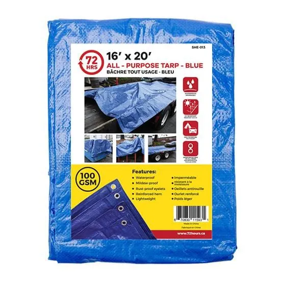 Tarp, All-Purpose, Blue - 72HRS