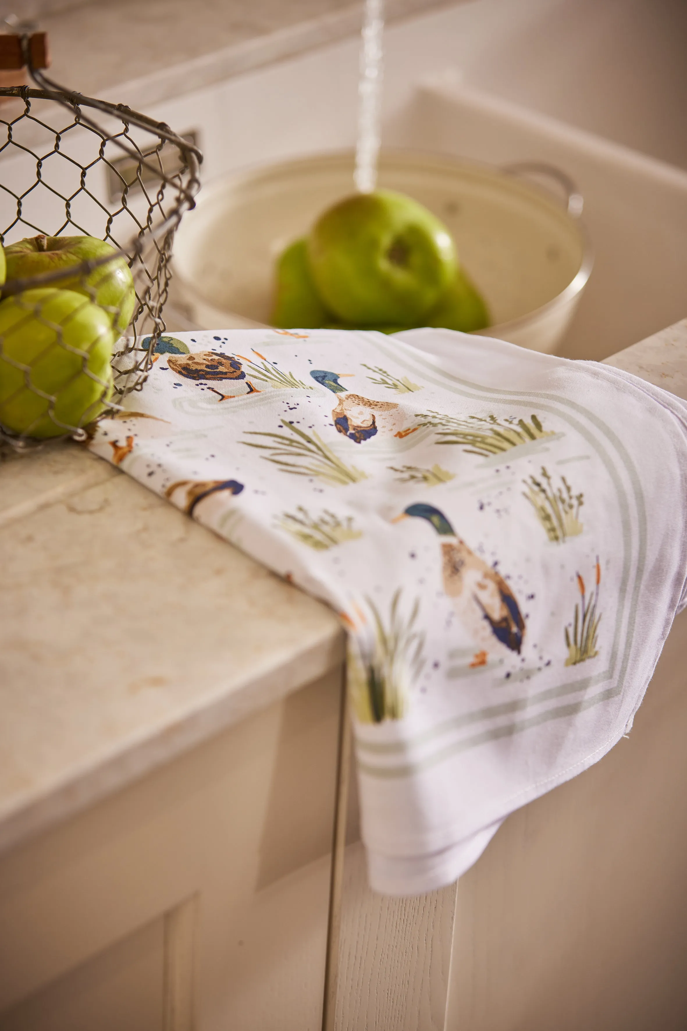 Ulster Weavers Farmhouse Ducks Tea Towel - Cotton One Size in Sage