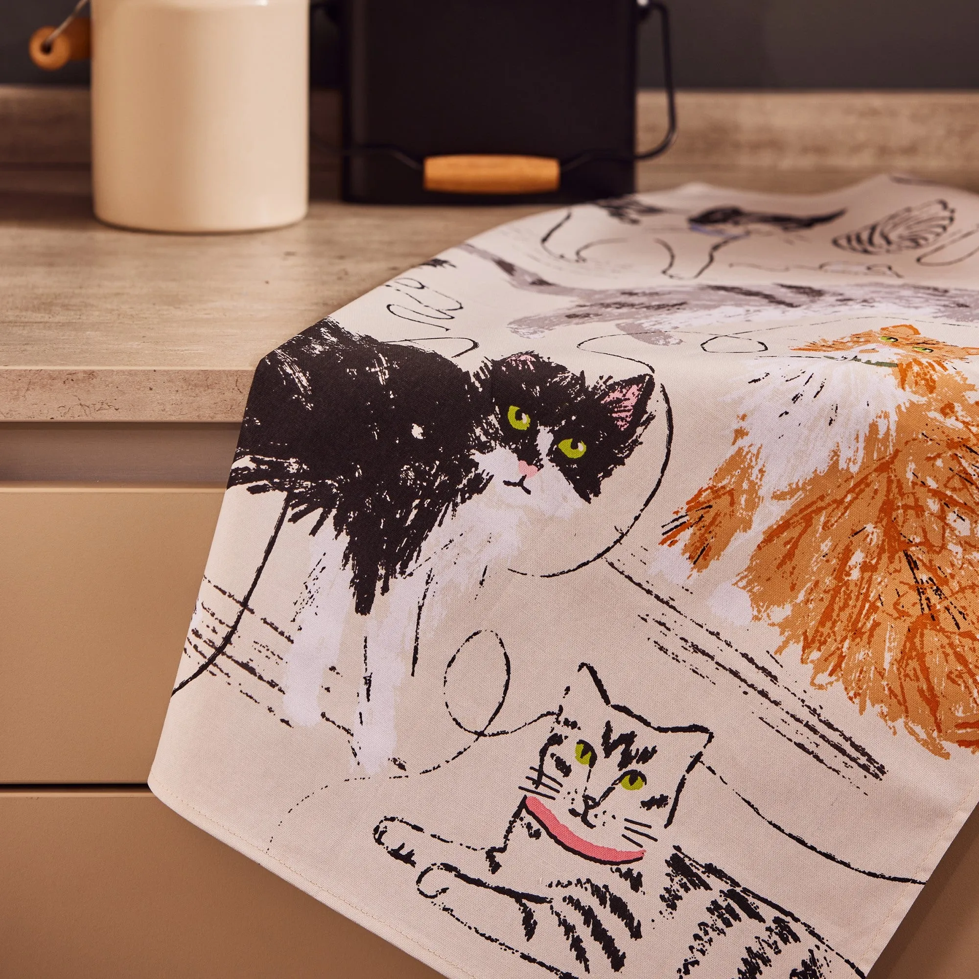 Ulster Weavers Feline Friends Tea Towel - Cotton One Size in Grey